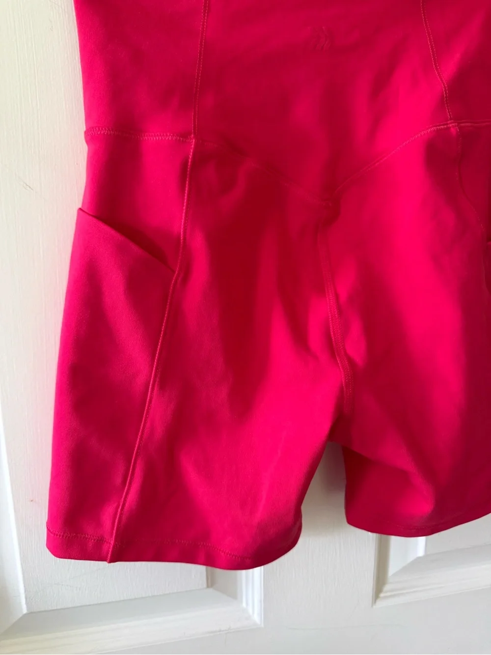 Red High-Rise Biker Shorts